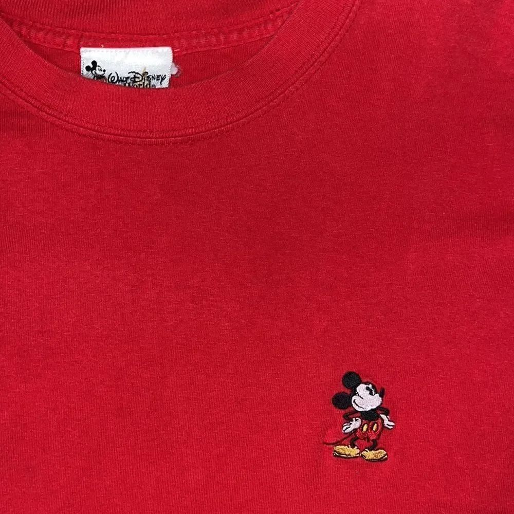 Vintage Red Walt Disney World Orlando Mickey Mouse embroidered T Shirt L men’s